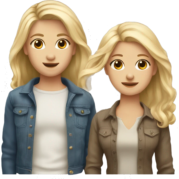 Two besties one with blonde hair and one with  brown hair have five each other emoji