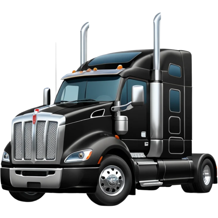 2026 Black Kenworth T680 Flat Top Semi Sleeper extended cab with stacks make realistic emoji