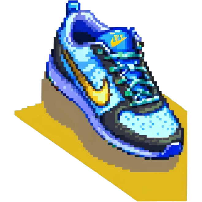 blue Nike shoe pointing left with 3D effect emoji