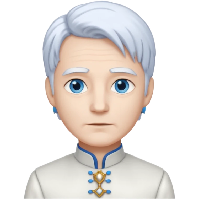 Servant Boq from Wicked with blue eyes, white hair, white outfit emoji