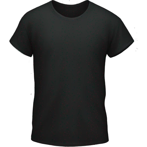 a black t-shirt with a size label emoji