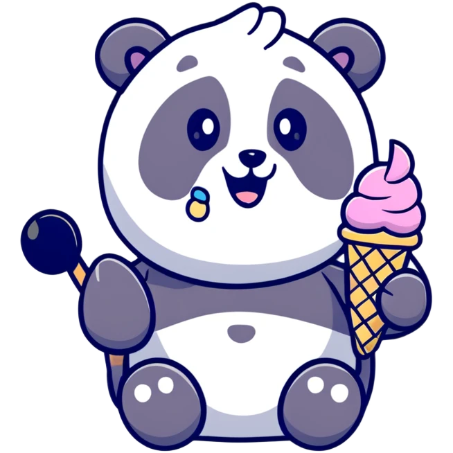 Panda eating ice cream emoji