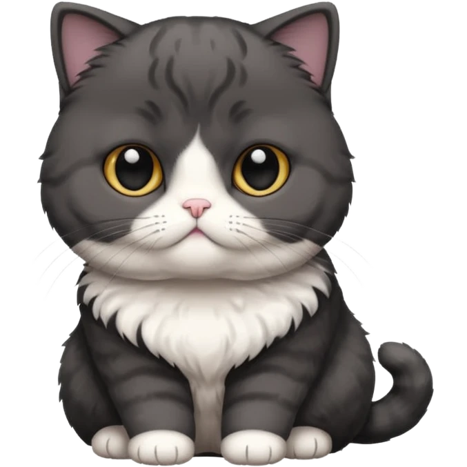 black scottish fold cat with white on the chest emoji