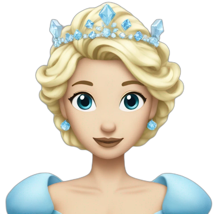 snow princess blonde hair ice crown blue gown emoji