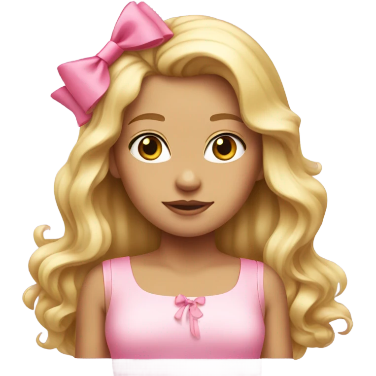 Pink bow on blonde girl  emoji