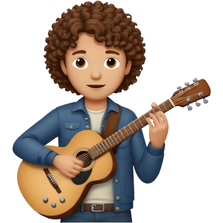 Man with curly hair playing guitar  emoji