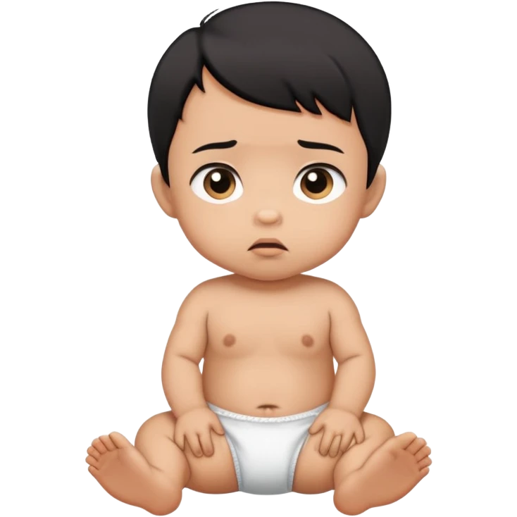 Very Judgmental baby in diaper with short black hair and tan skin emoji