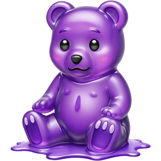 Sad purple gummy bear melting into road emoji