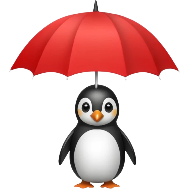 Penguin with red polka-dot umbrella emoji