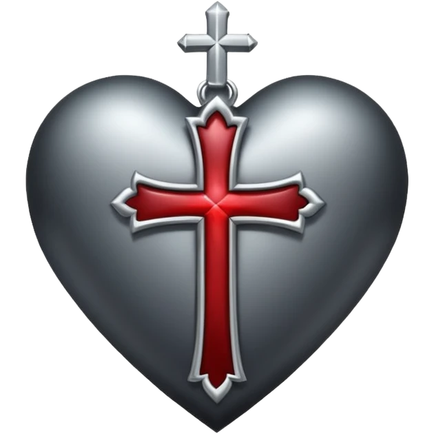 gothic heart with silver cross and dark shading emoji