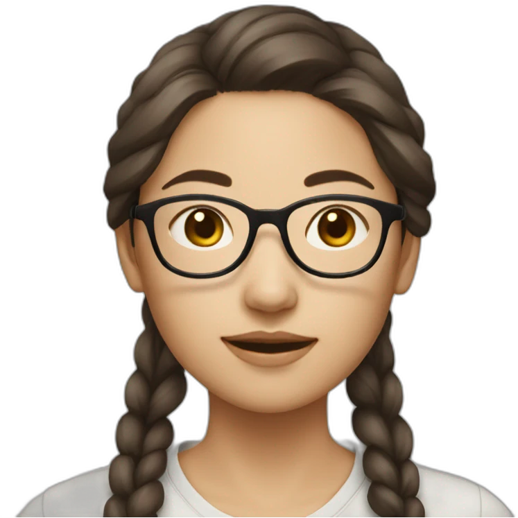 Brown-hair, young-woman, asian, with glasses emoji