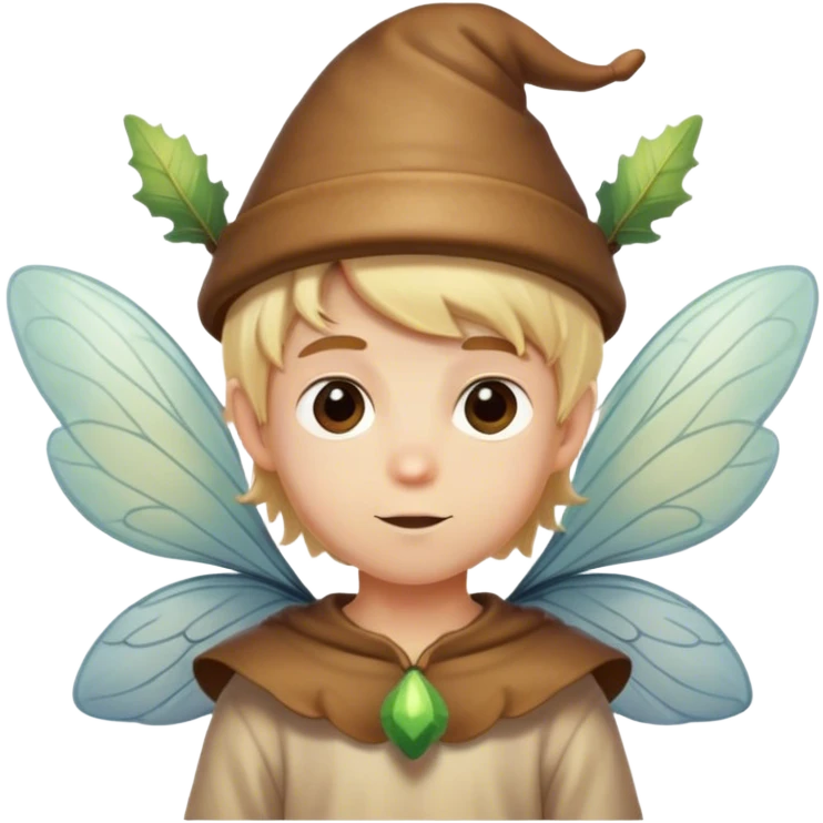 Blonde boy with acorn hat and fairy wings emoji