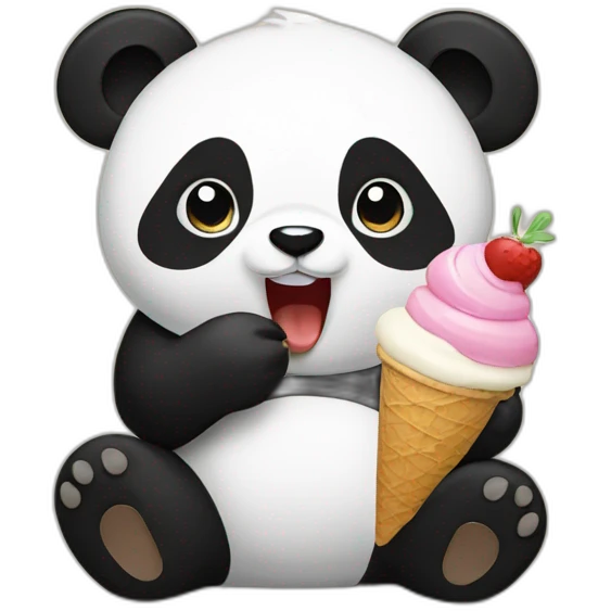 Panda eating ice cream emoji
