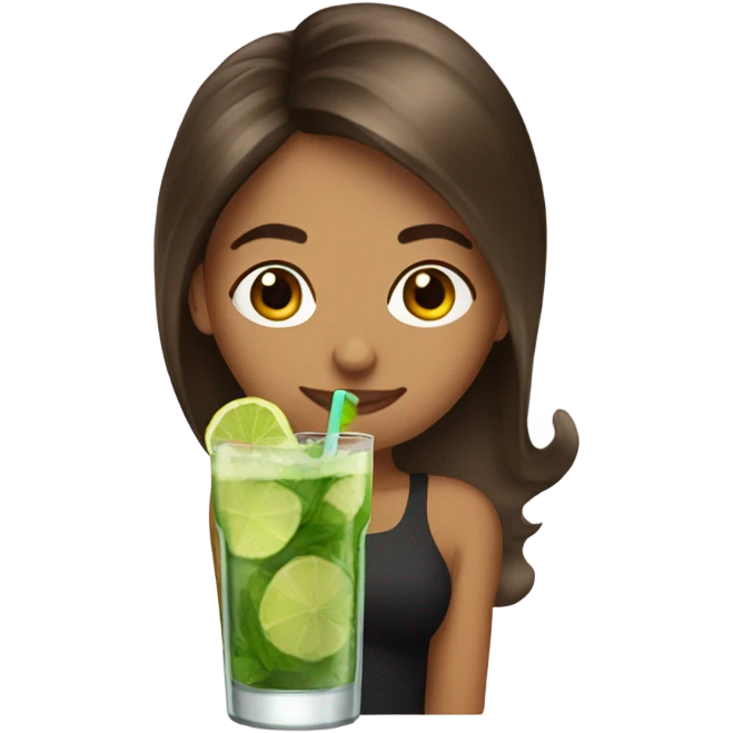 Women drinks mojito brown hair emoji