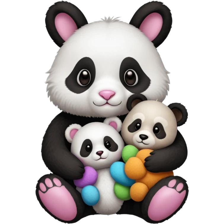 Cute bunny or panda and teddy with colourful magical background  emoji