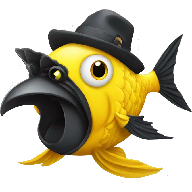 yellow fish with crow emoji