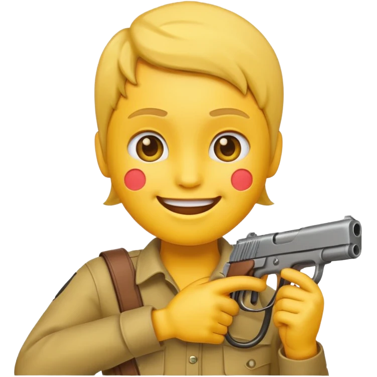 Create a smiling face emoji that’s holding a gun aimed to their forehead emoji