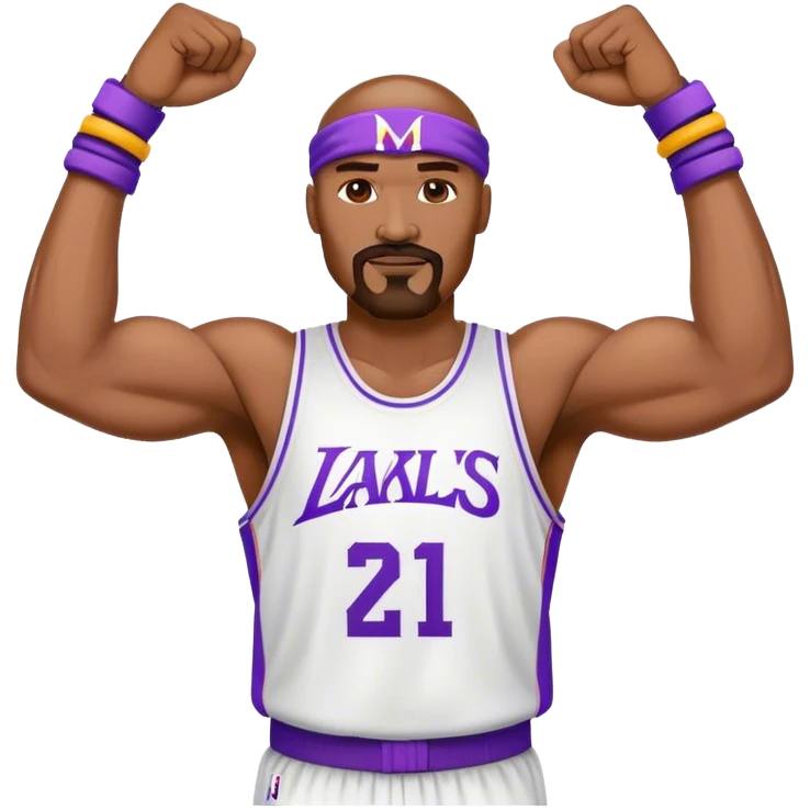 Karl Malone style basketball player with two large wristbands, goatee, and large muscles.  emoji