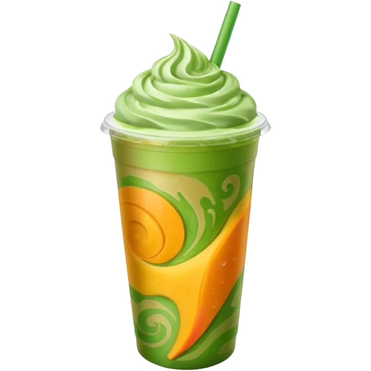 Iced Mango Matcha latte in a 16oz plastic cup emoji