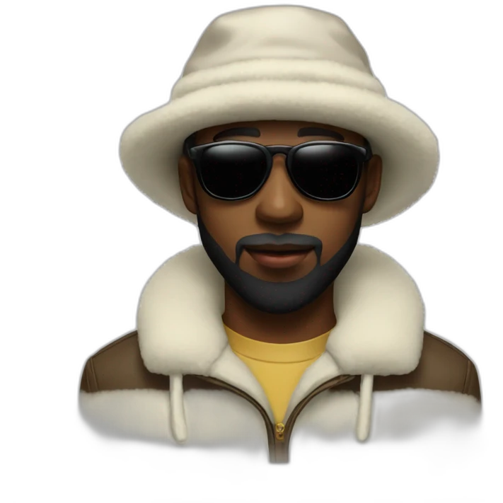 White tyler the creator with ushanka hat, sunglasses and black beard emoji
