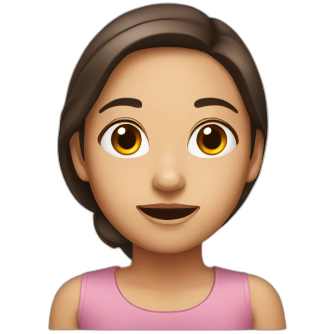 brunette girl with a very big left ear emoji