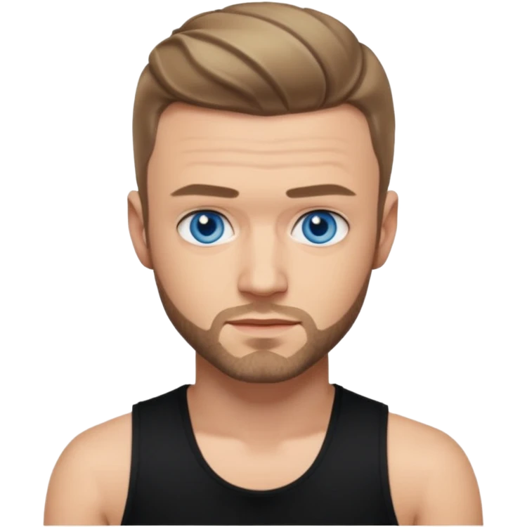 Justin Timberlake blue eyes, dark blonde hair, black tank top emoji