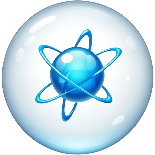 A liquid sphere with atoms floating inside emoji