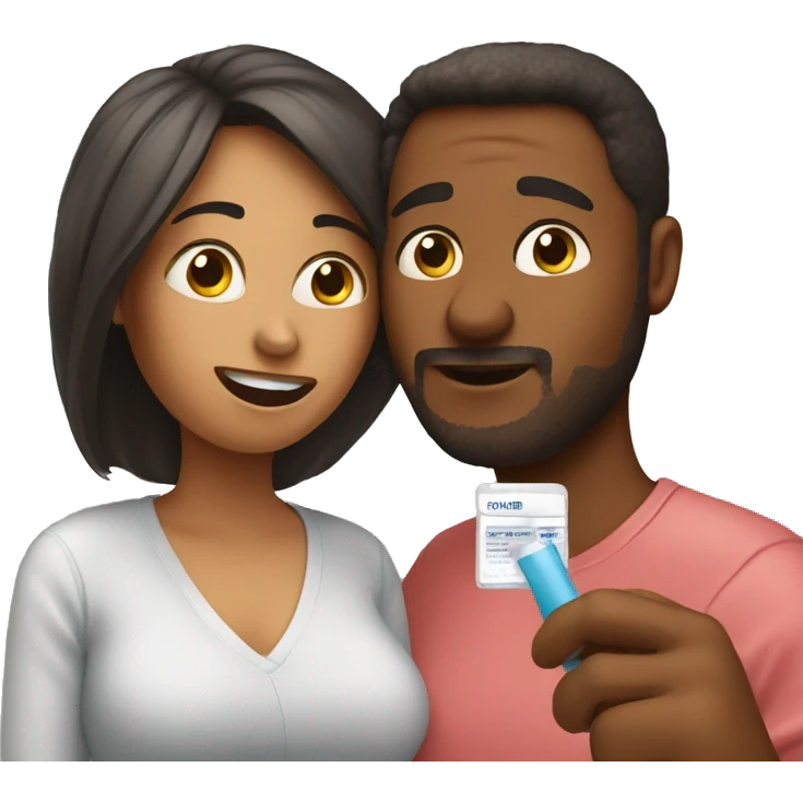 couple looking at pregnancy test emoji