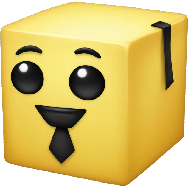 Yellow cube with black tie emoji