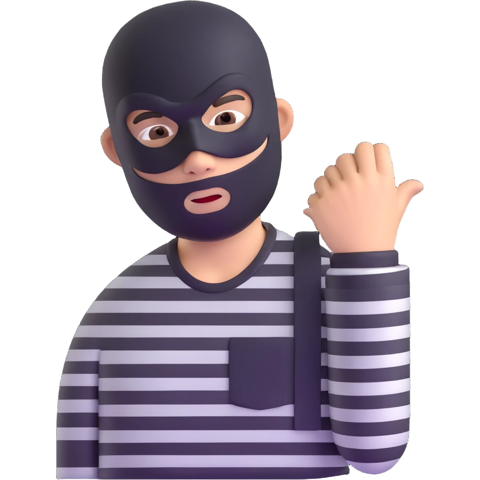 robber with black mask and striped shirt emoji