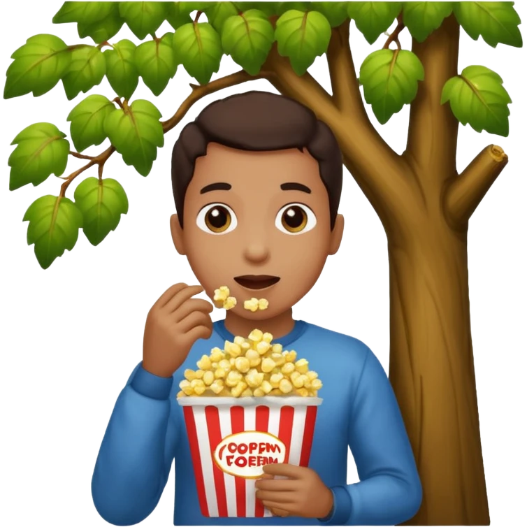Human eating popcorn on tree emoji