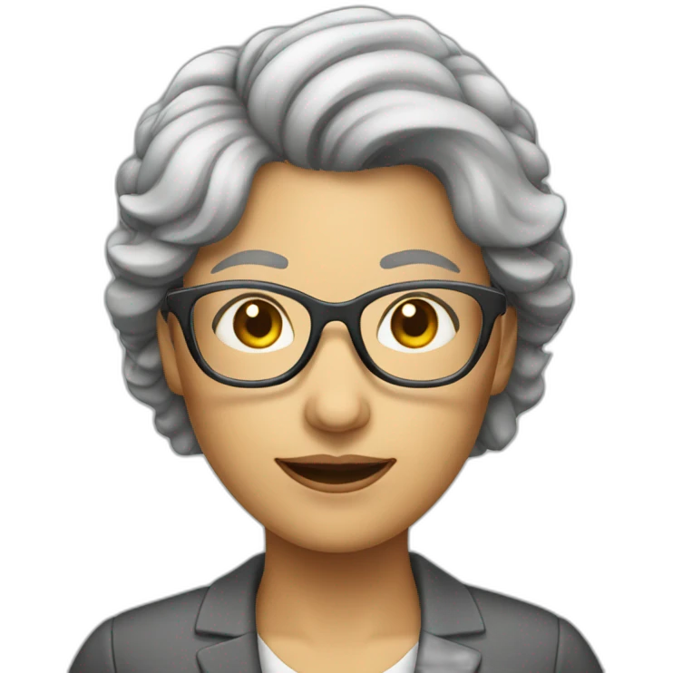 Grey hairs lady teacher standing wear glasses emoji