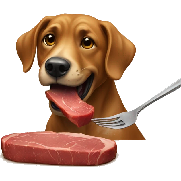 Dog eating steak  emoji
