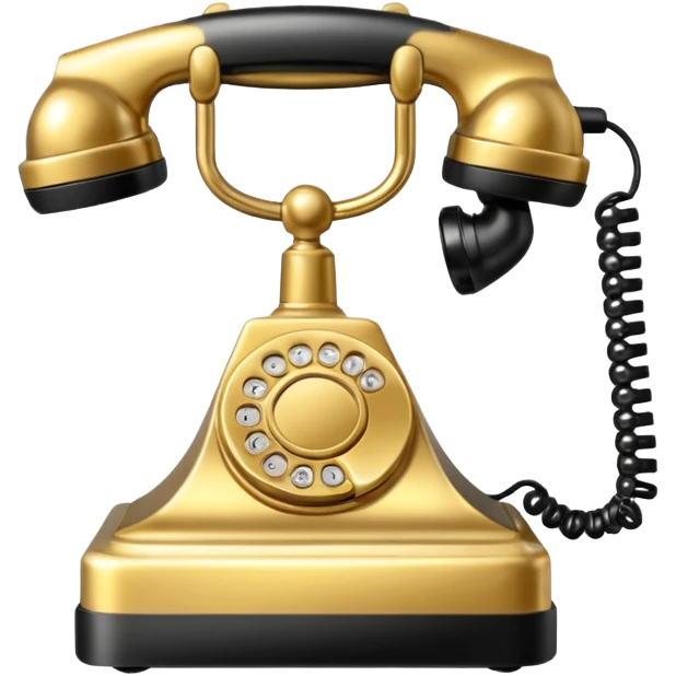 One single Gold and black phone icon, png, no background, no border emoji