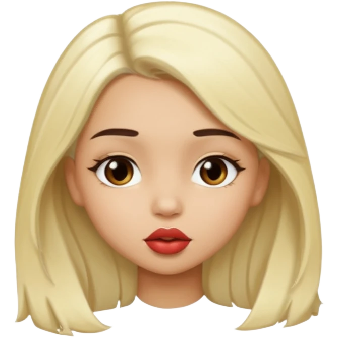 A Light skin dark brown hair with blond white line hair front girl through a kiss emoji