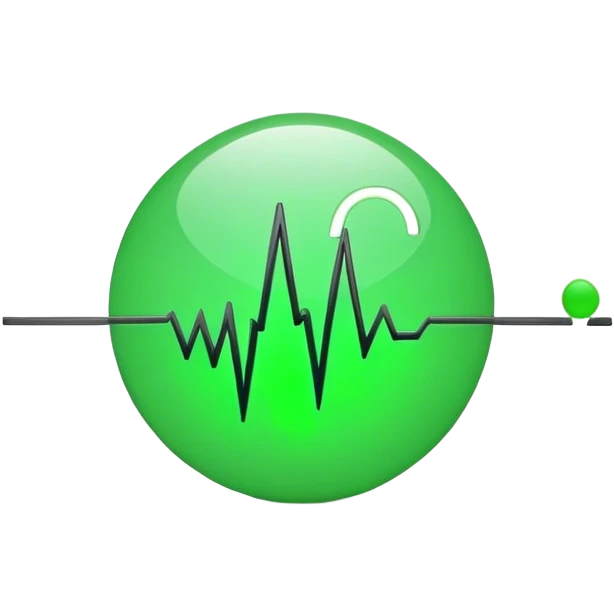 green dot with ECG heartbeat line. dot, not heart emoji