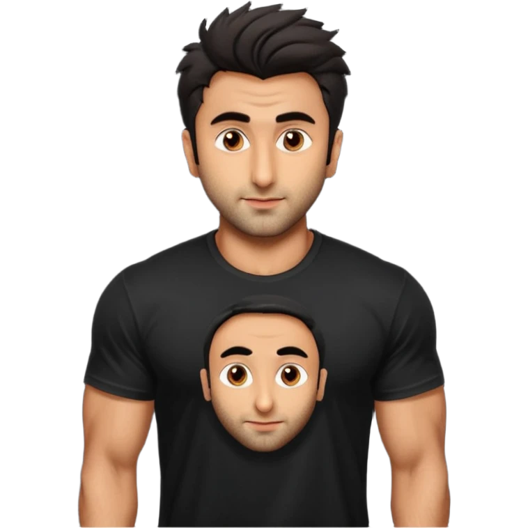 ipretty bratz emoji of ranbir kapoor wearing a black tee, muscular emoji