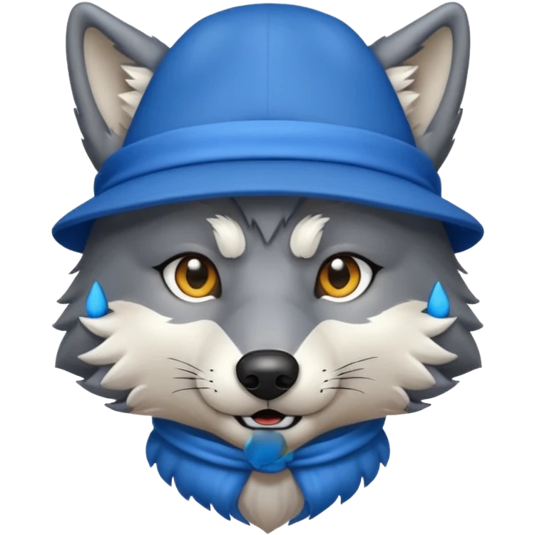  Wolf with blue hat emoji