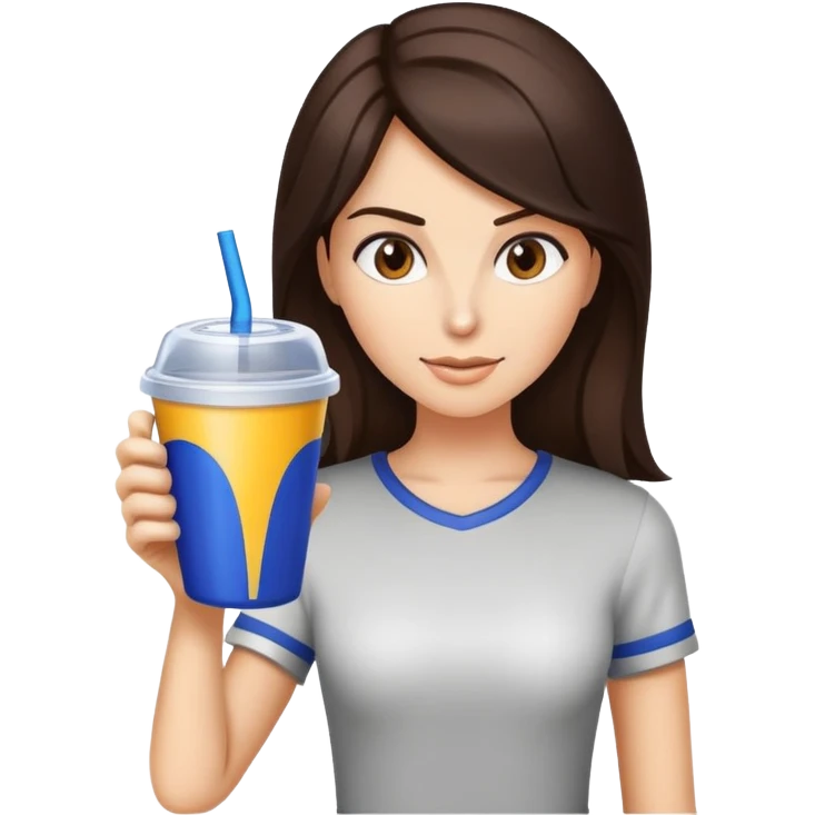 Woman with dark brown hair and a sonic cup emoji