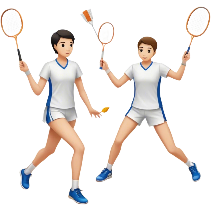 two players playing badminton in badminton court emoji