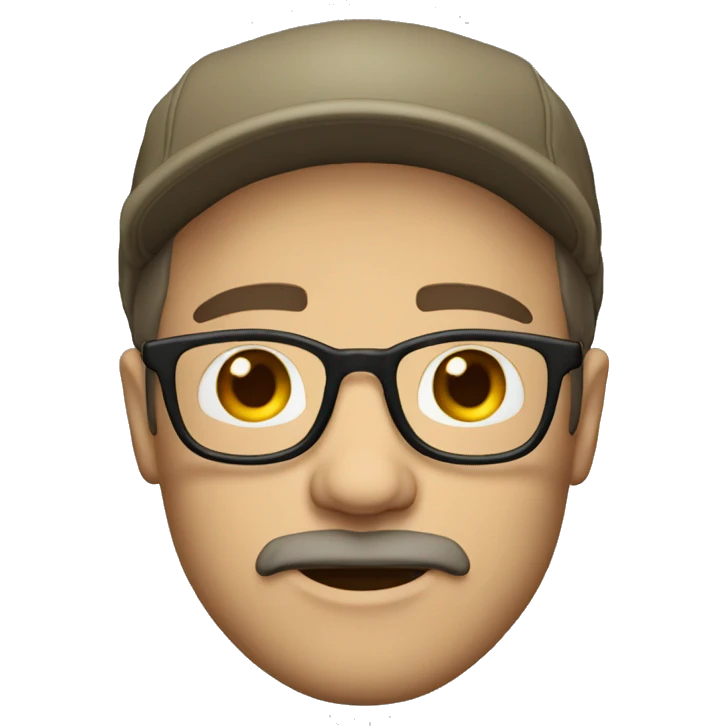 Middle aged man goatee glasses Scally cap emoji
