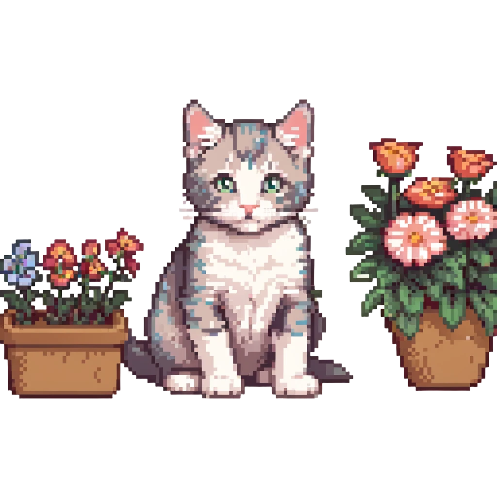 Kitten and flowers emoji