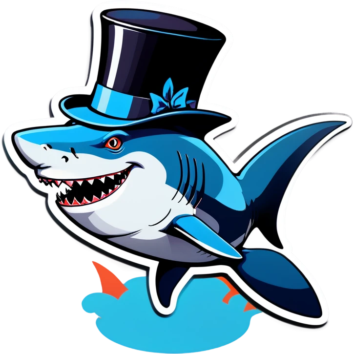 Shark with a top hat emoji