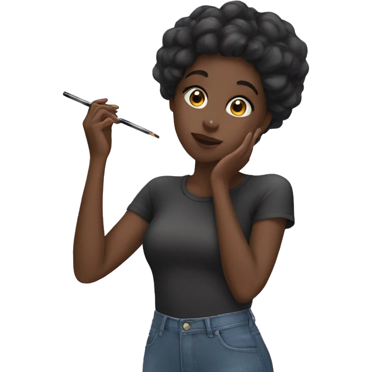 Black girl doing makeu emoji