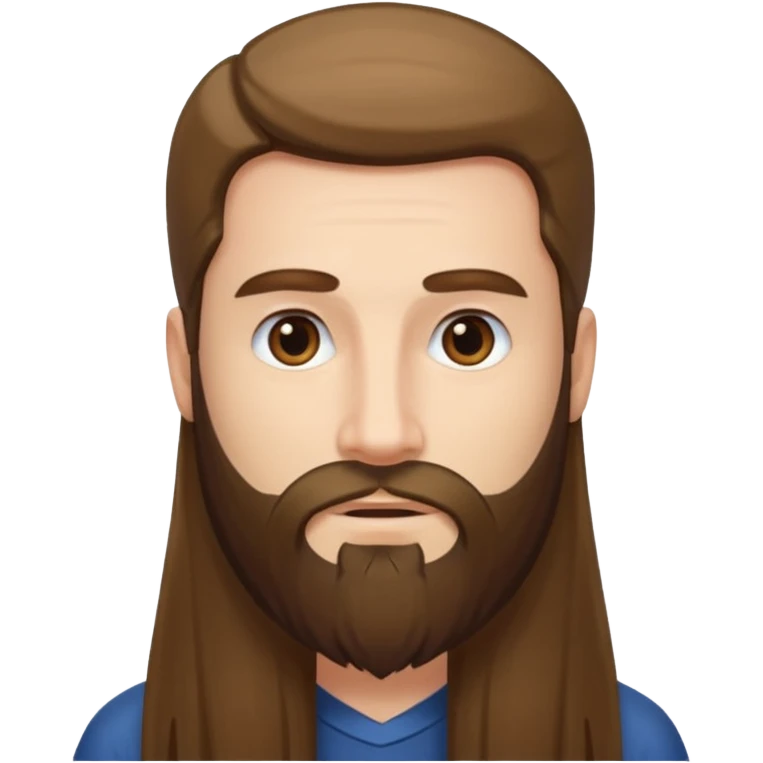 man with very long straight hair and beard no mustache emoji
