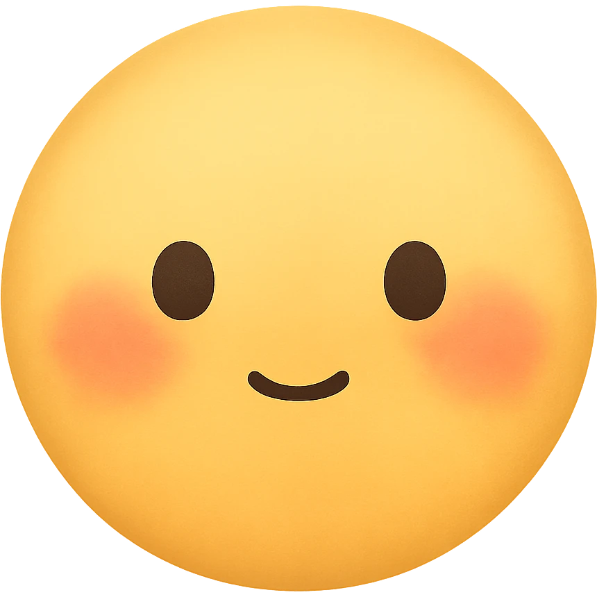 cute emoji, blushing cheeks, tiny mouth, soft expression emoji