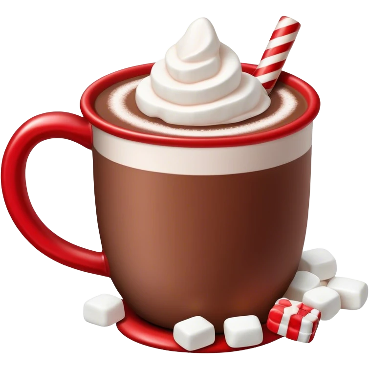 Hot chocolate with marshmallows Christmas themed  emoji