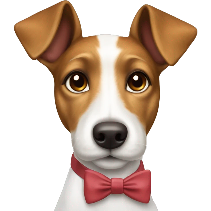Brown and white mini Smooth fox terrier with bow tie emoji