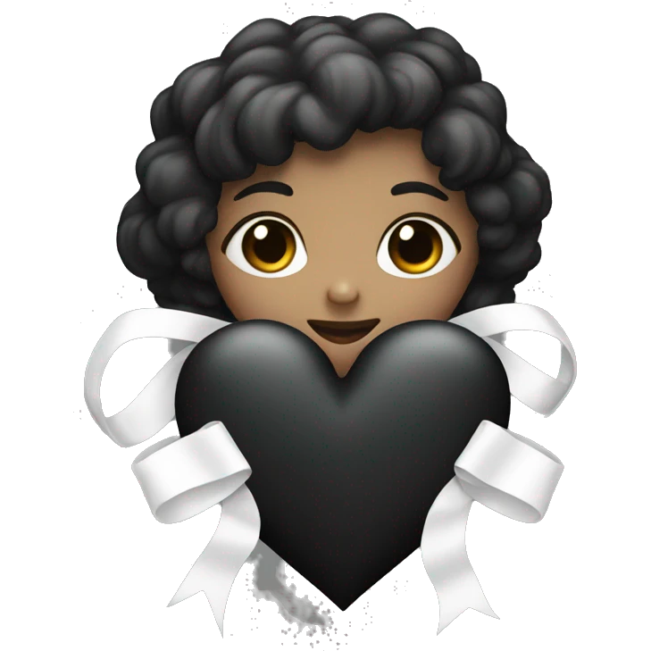 black heart with white bow emoji