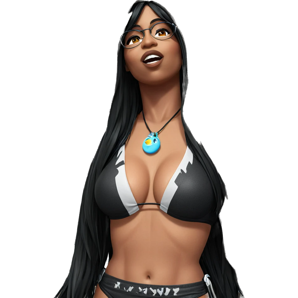 black haired girl in bikini emoji